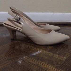 Nude Slingback Kitten Heels